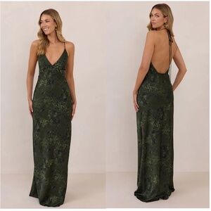 Womens Park & Fifth Griffith Dress Green Floral Halter Open Back XXS